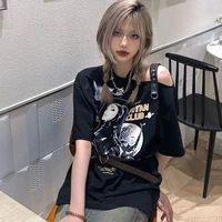 hot girl high street the shoulder short sleeved graphic tees woman harajuku gothic summer clothes for woman design sense niche