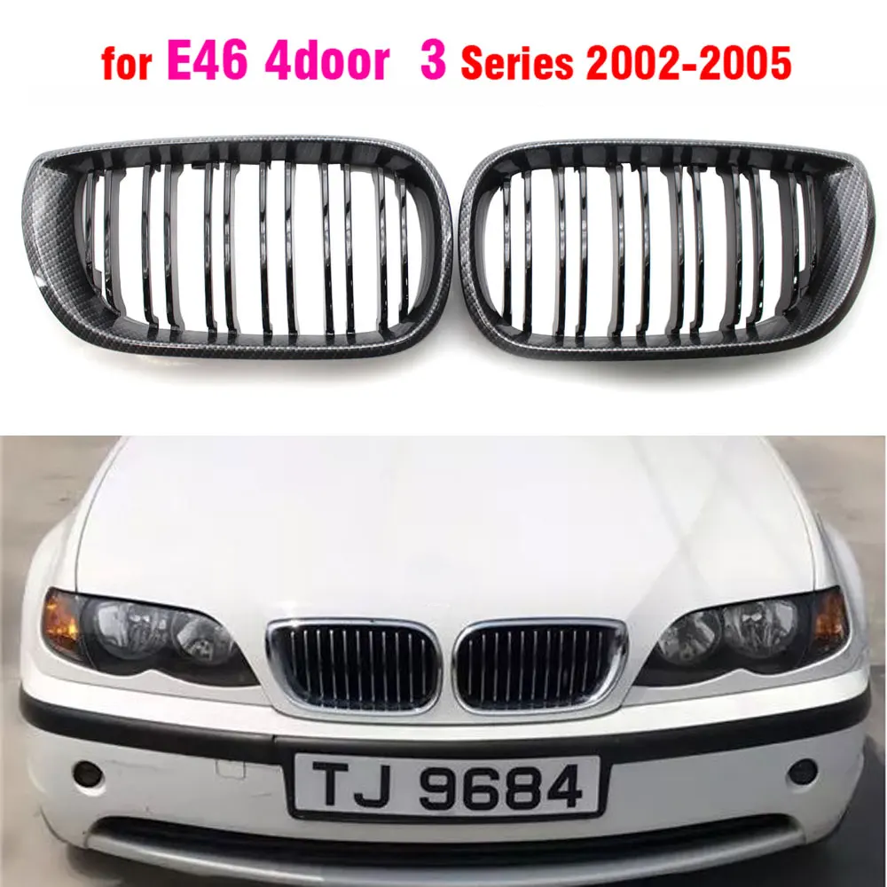 Front Center Bright Black Wide Kidney Hood Grille Grill For BMW E46 Saloon 4 Doors 3 Series 2002 2003 2004 2005 320i 325Xi 330Xi