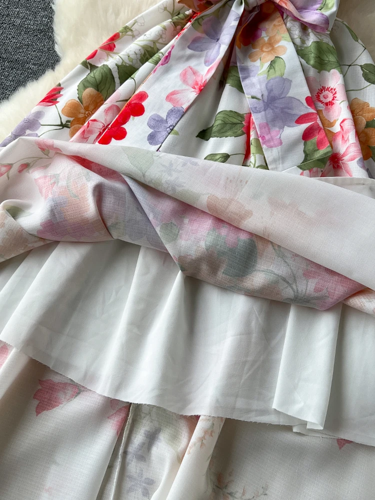 Платье женское ТРАПЕЦИЕВИДНОЕ с цветочным принтом приталенное элегантное