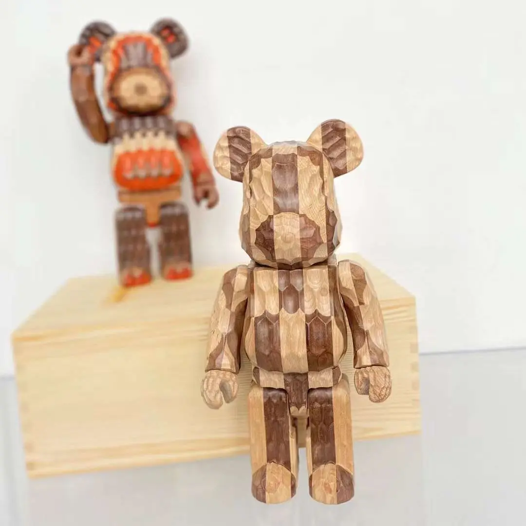 

Шахматный медведь Bearbrick 400%, волна и волна, horizon bear, высота 28 см, Массив дерева, ручная работа, высококлассная коллекция, декоративные куклы