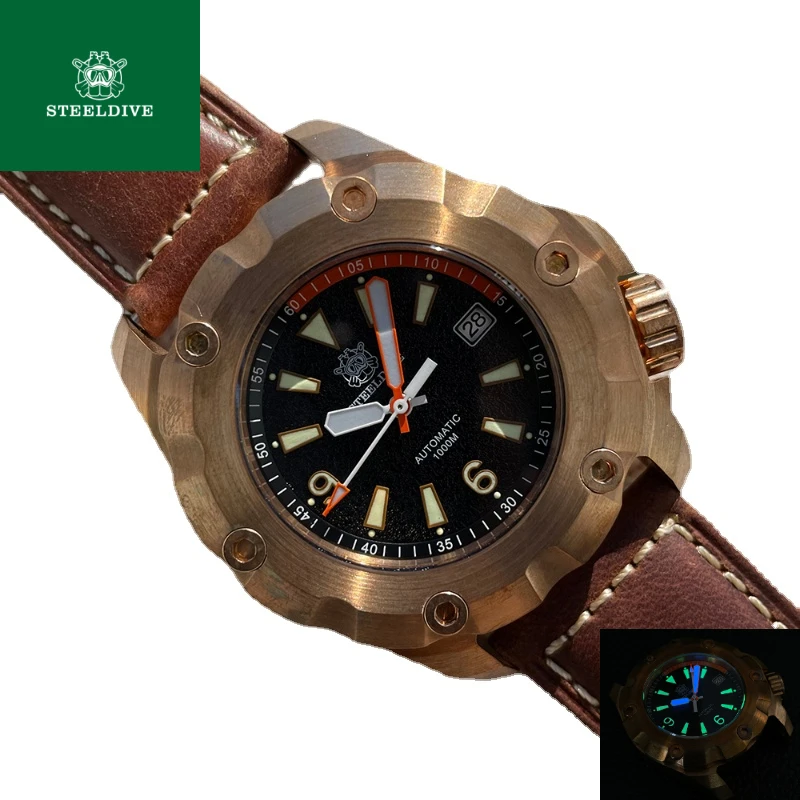 

2021 New Arrival SD1942S STEELDIVE Brand 45MM Solid Bronze Case and Bezel NH35 Automatic Antique 1000m Waterproof Men Dive Watch