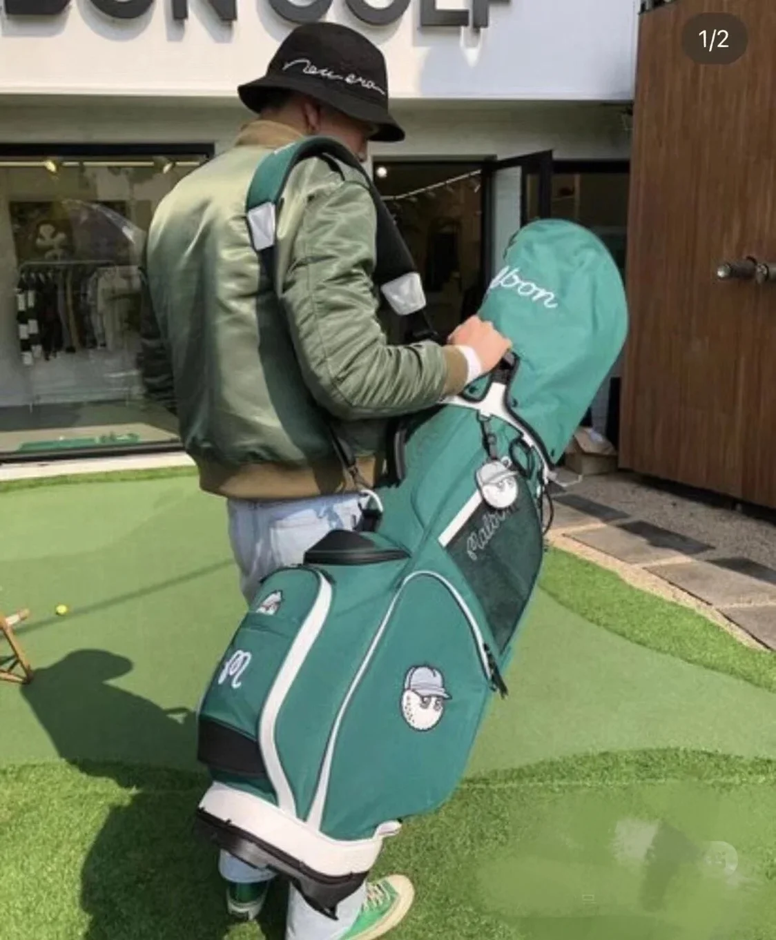 MALBON GOLF Fashion Golf Caddy Bag Men's and Women's New Nylon Standard Bracket Bag Outdoor Golf Club Bag Ball Bucket