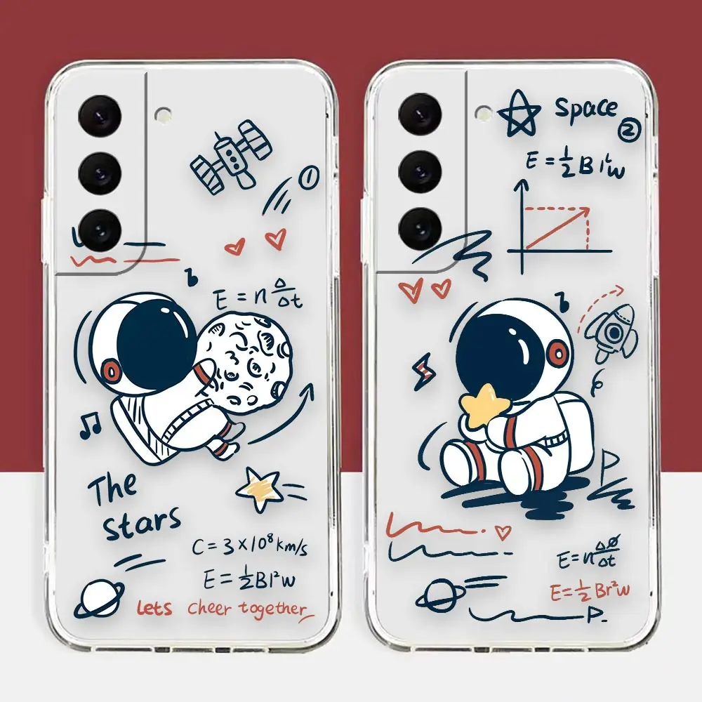 

Clear Phone Case For Samsung Galaxy S22 S21 S20 FE S10 NOTE 10 A12 A11 A10 J7 J6 PLUS ULTRA 5G Case Cute Cartoon Astronaut Space