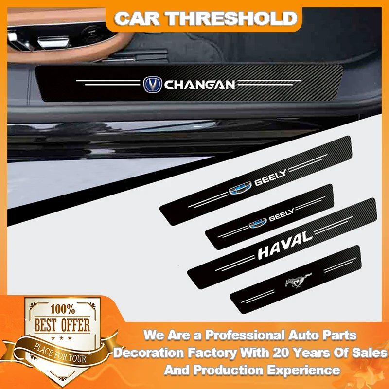 

4pcs Car Door Threshold Stickers for Geely Lc EMGRAND Atlas Coolray EC7 EC8 GS GC2 GC5 GC6 GC7 GX2 Car Accessorie