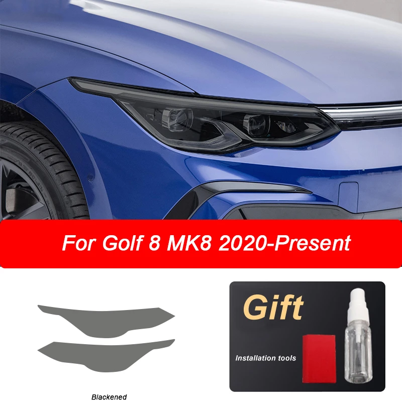 

2 шт. защитная тонировочная пленка для автомобильных фар, дымчато-черные прозрачные наклейки из ТПУ для Volkswagen VW Golf 8 MK8 R Line GTI 2021 2022