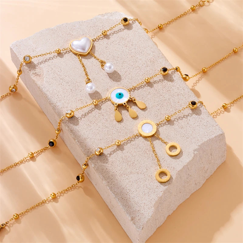 Браслеты MEYRROYU из нержавеющей стали 316L с дьявольским глазом анклеты золотого