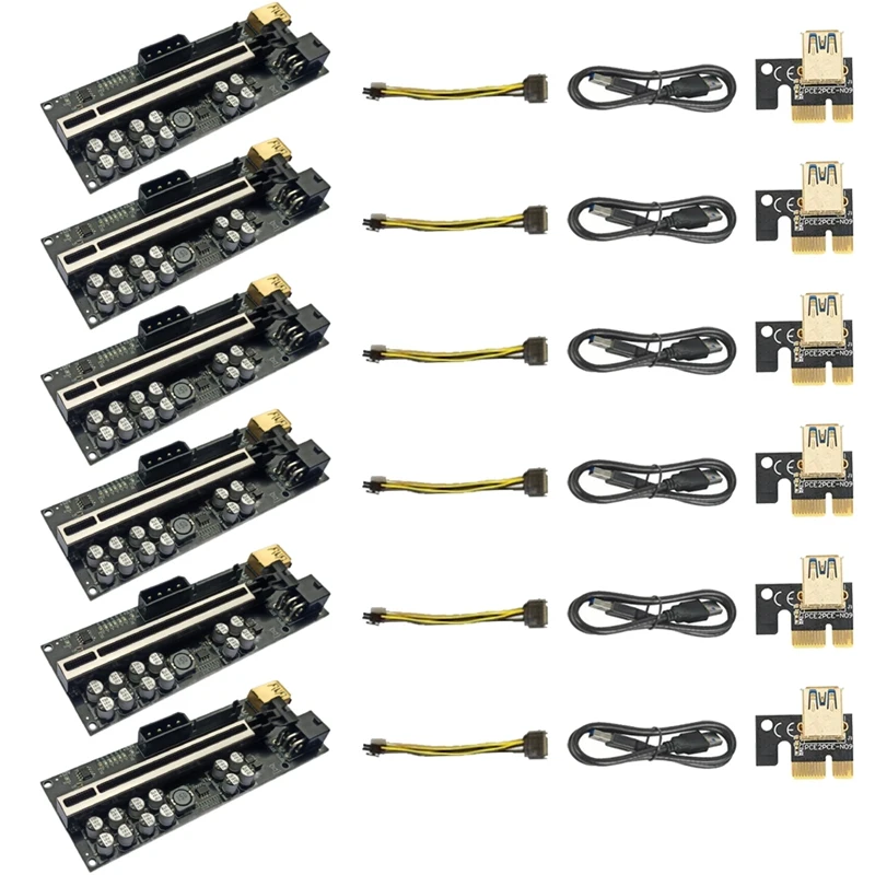 

VER018 PLUS PCI-E 1X To 16X USB3.0 60Cm Graphics Riser Card With 12 Solid Capacitors/LED Light For BTC Mining