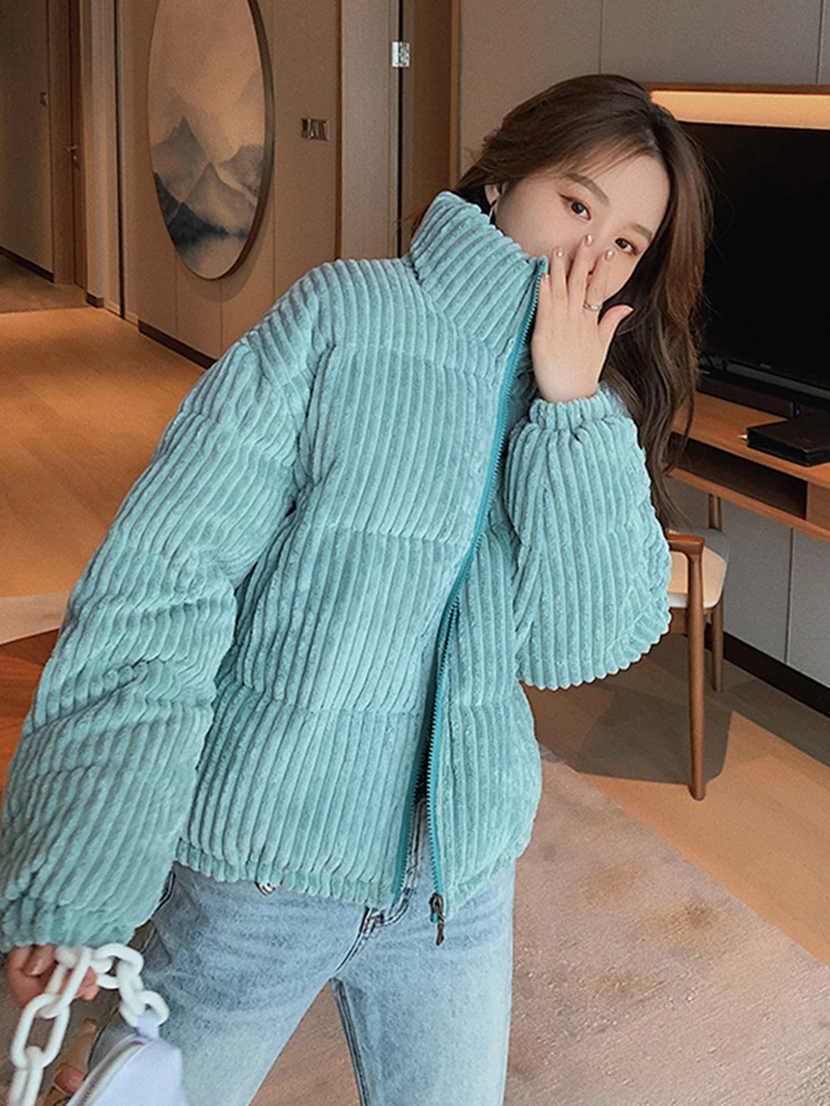 Куртка женская Вельветовая с подкладкой свободный пуховик Толстая Теплая