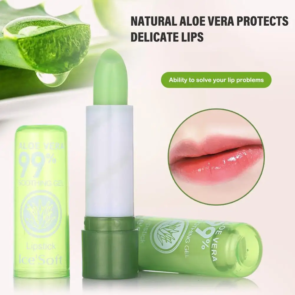 

Aloe Vera Lip Balm Color Changing Lipstick Lasting Lip Moisturizing Change Lips Care Temperature Nourishing Waterproof F9S0