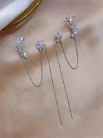 korean version of zircon inlaid leaf flower earrings earrings creative variety of wearing s925 silver needle earrings for woman