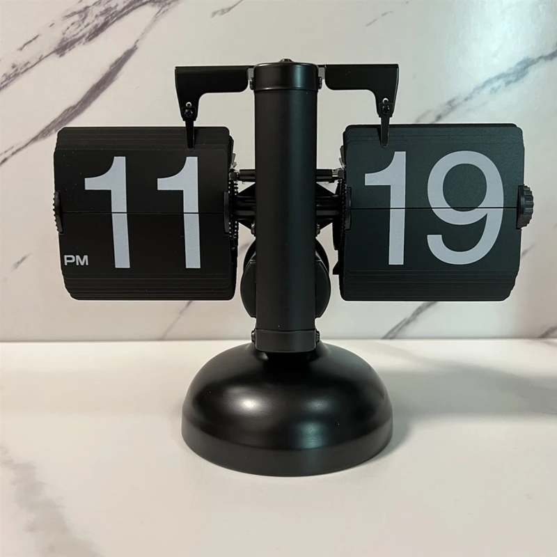 Vintage Flip Page Clock Automatic Page Turning Quartz Time Clocks Decor for Home Bedroom Office Desktop Decoration Children Gift