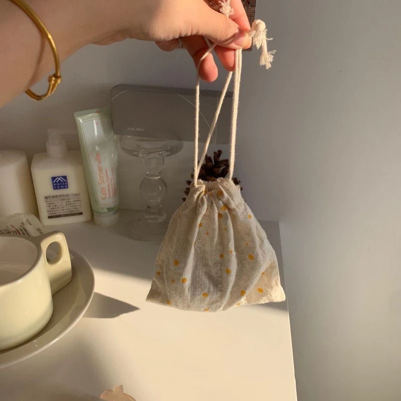 Женская сумка на шнурке из хлопчатобумажной ткани