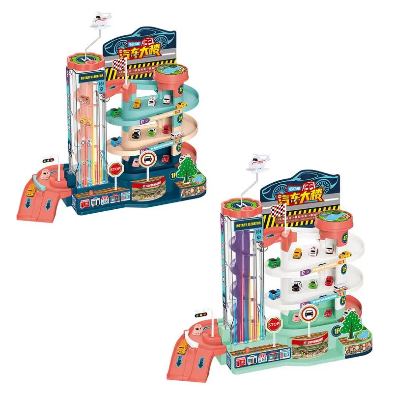 

Car Garage Toy 4-Level Rail Car Parking Building Preschool Educational Toy Vehicle Playsets For Toddlers Kids Boys Gifts