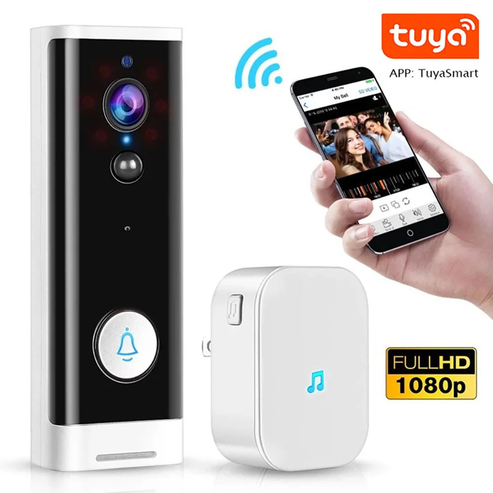 

Новое поступление, умный бытовой беспроводной дверной звонок с граффити TUYA, Wi-Fi, 1080P, умный монитор, Визуальный дверной звонок, подлинный луч...