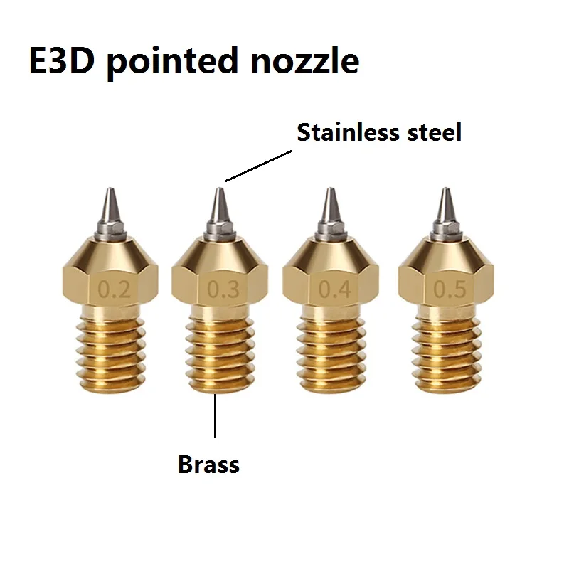

Аксессуары для 3D-принтера 0,2-0,5 мм, латунная насадка E3D с наконечником из нержавеющей стали в сборе, 1,75 мм, съемная и сменная