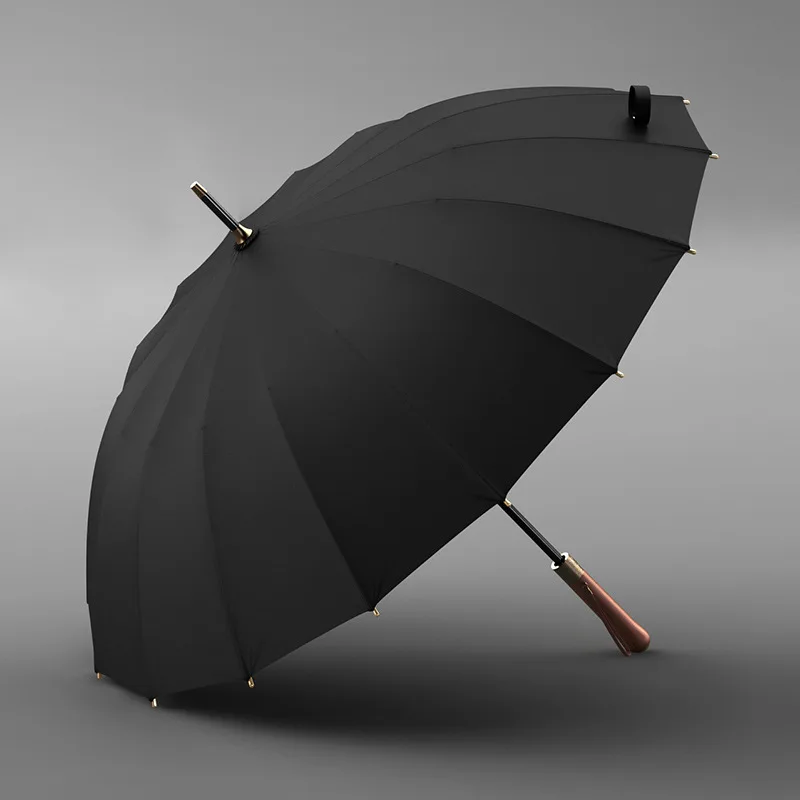 

OLYCAT Luxury Mental Wooden Handle Umbrella 112cm Large Long Men Black Umbrellas 16 Ribs Windproof Rain Umbrella Paraguas Gifts