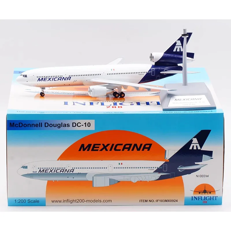 Фото IF103MX0924 Коллекционный самолет из сплава в подарок, INFLIGHT 1:200 Mexicana McDonnell Douglas DC-10-15, литая под давлением модель самолета N1003W №1