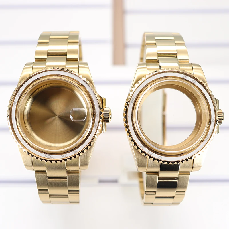 Золотой 40 мм роскошный мужской корпус для часов детали браслета Seiko NH35 NH34 NH36 NH38