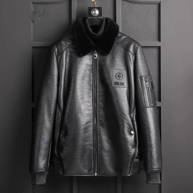 

Мужская мотоциклетная куртка из овчины, куртка из 2023 натуральной овчины, одежда для зимы, LXR1001