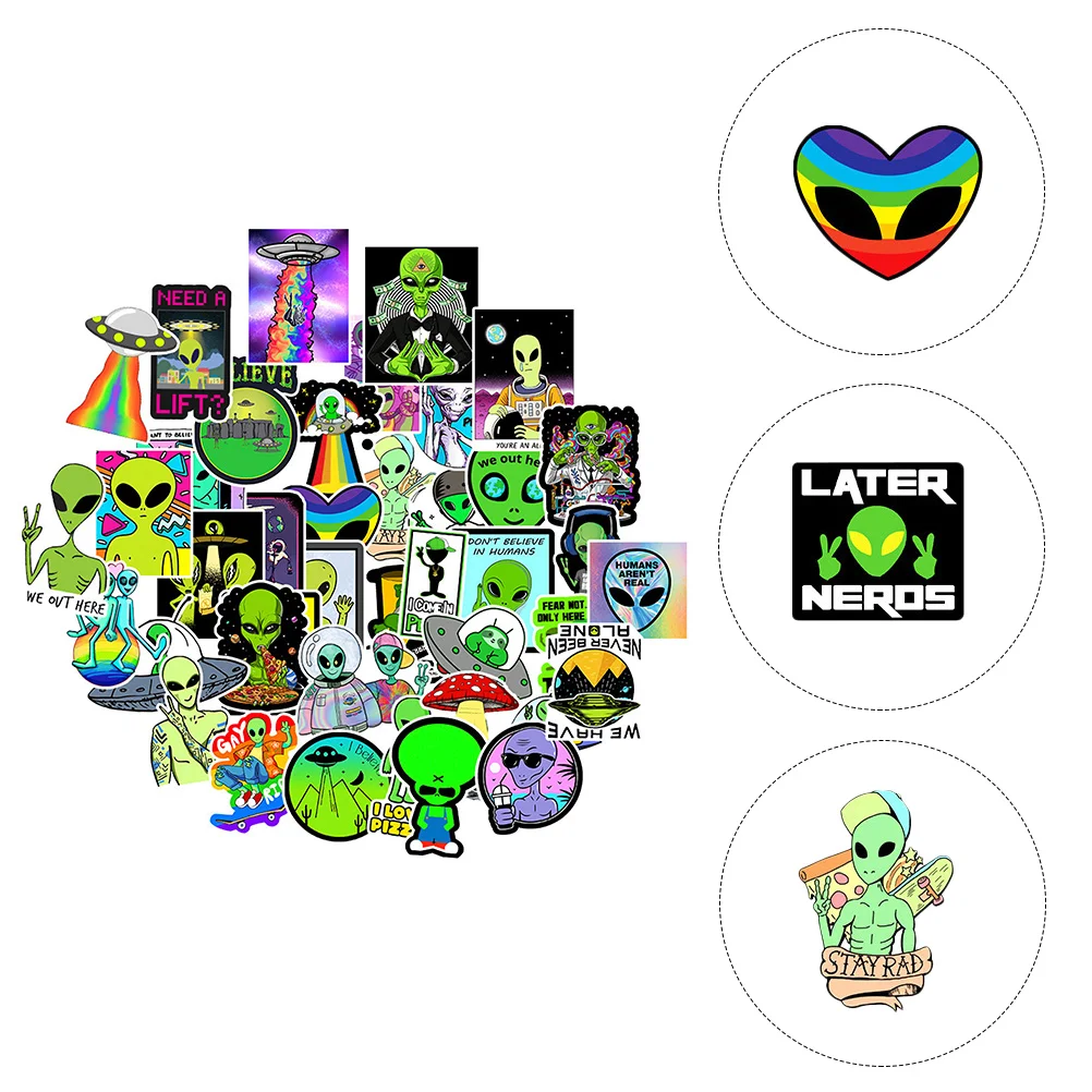 

Stickers Sticker Skateboard Decal Alien Gift Luggage Guitar Stationery Wrapping Kid Decals Bumper Bike Planner Cartoon Scrapbook