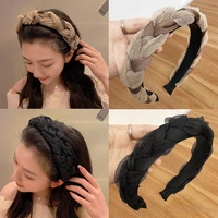 korean sweet shiny twisted braid headband women girl wide side hairband simple mesh hair hoop diy headwear hair accessories