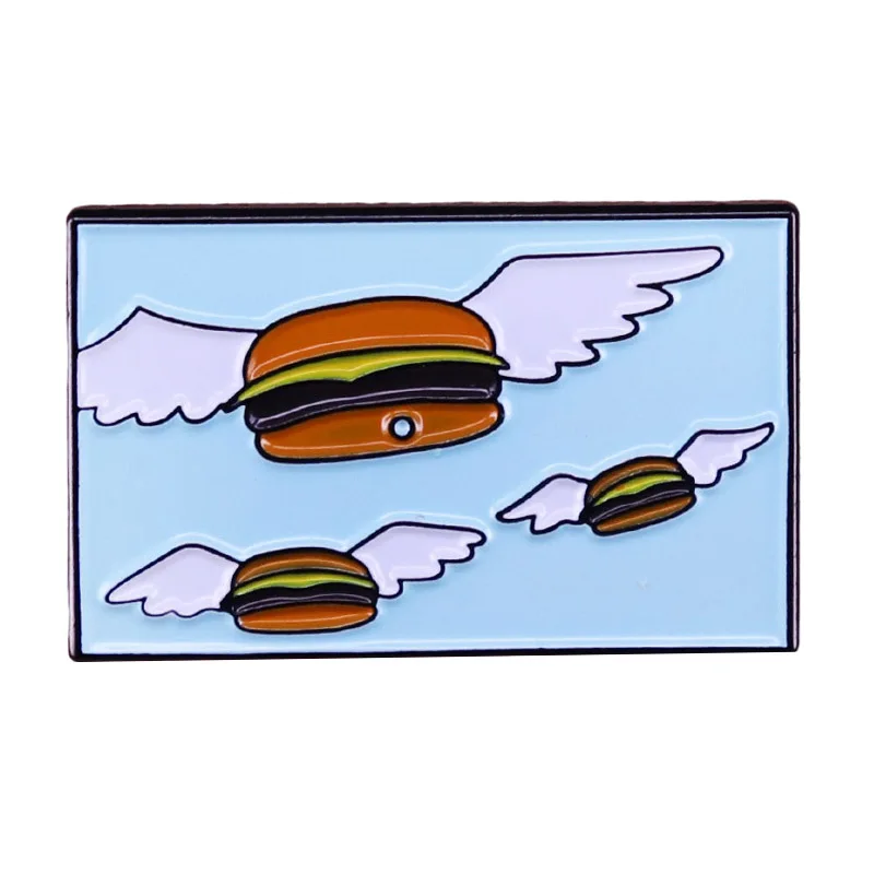 

Bob's Flying Burgers Enamel Brooch Pin Brooches Lapel Pins Badge Denim Jacket Jewelry Accessories Fashion Gifts