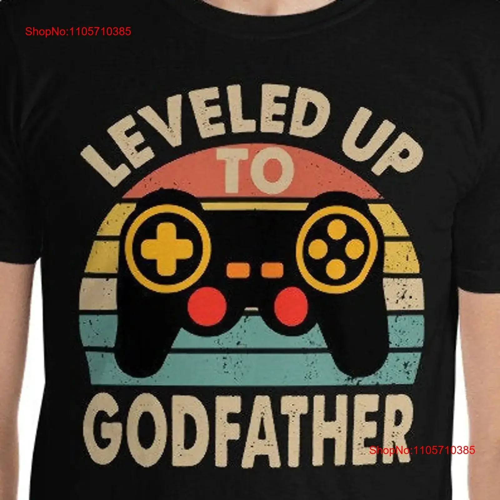 Фото Футболка Godfather Leveled Up To T-Shirt: винтажная, дышащая, с эффектом потертости, для повседневной носки, мягкая дизайнерская одежда, повседневный стиль №1