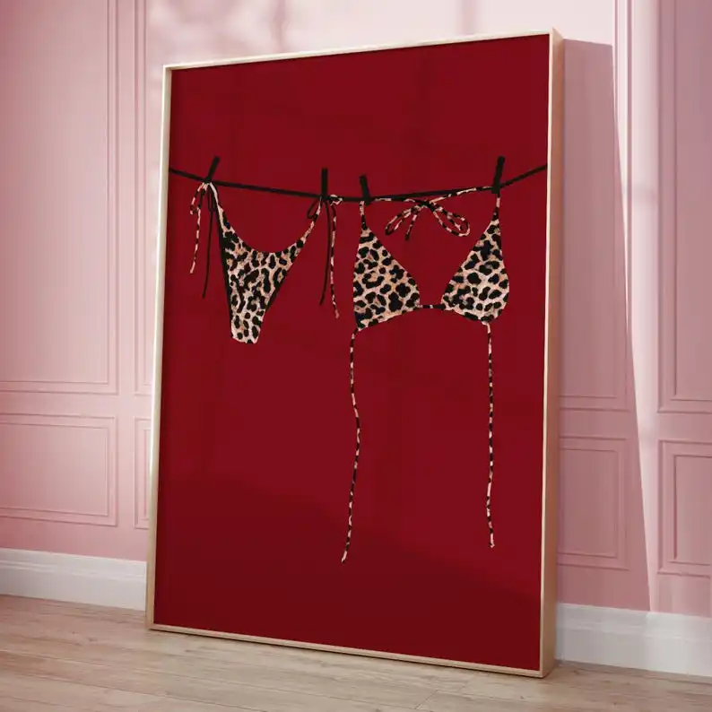 

HALFLEMART Черно-красная леопардовая печать на холсте