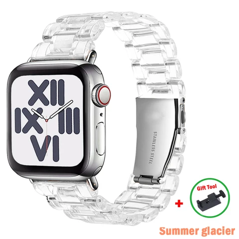 Ремешок полимерный для apple watch band 42 мм 40 мм, прозрачный стальной браслет для iwatch Series 8 7 6 4 SE 41 мм 45 мм, 44 мм 38 мм
