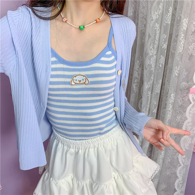 

Kawaii Sanrios Sling Cute Cinnamoroll Cartoon Anime Y2K Spicy Girl Wearing Vest Toys for Girls Gifts