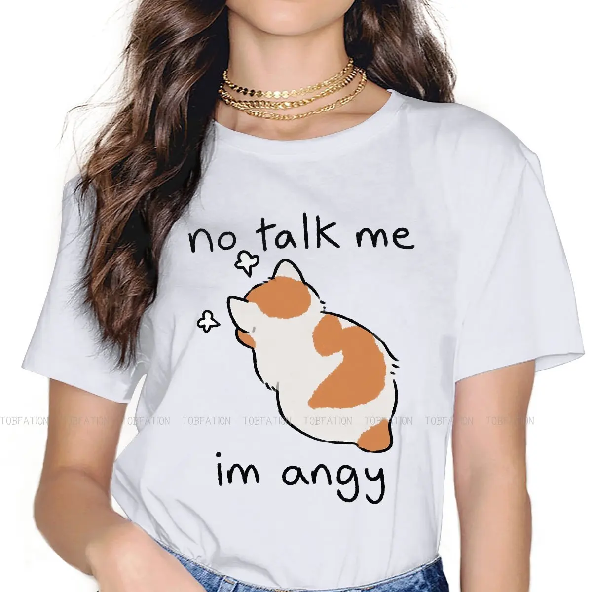 

No Talk Me Hip Hop TShirt Cat Creative Tops Casual T Shirt Female 5XL Unique