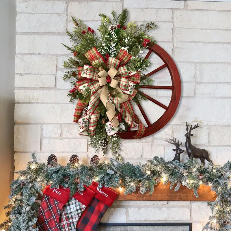 

=30/40Cm Tree Wooden Christmas Decorations Diy Front Door Wall Hanging Christmas Tree Festive Atmosphere Decor 2024 Happy New