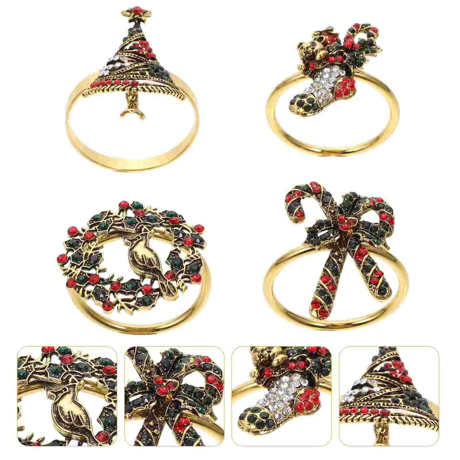 

4pcs Decorative Napkin Holders Napkin Buckles for Home Christmas Restaurants