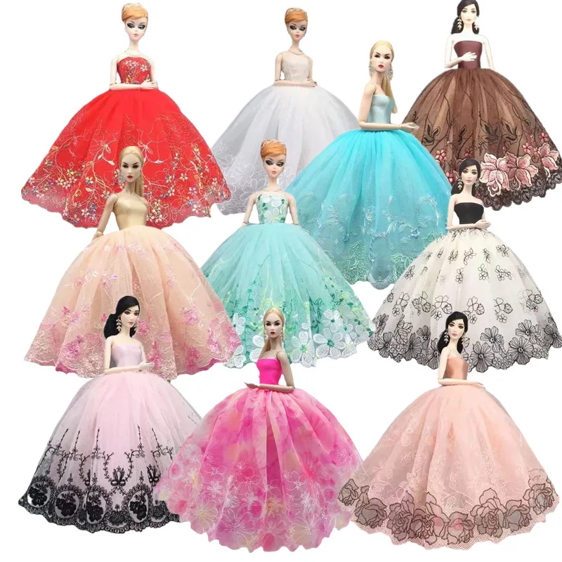 

1:6 Floral Multi Layer Lace Elegant Wedding Dress for Barbie Doll Clothes Outfit 1/6 BJD Dollhouse Accessories Princess Gown Toy