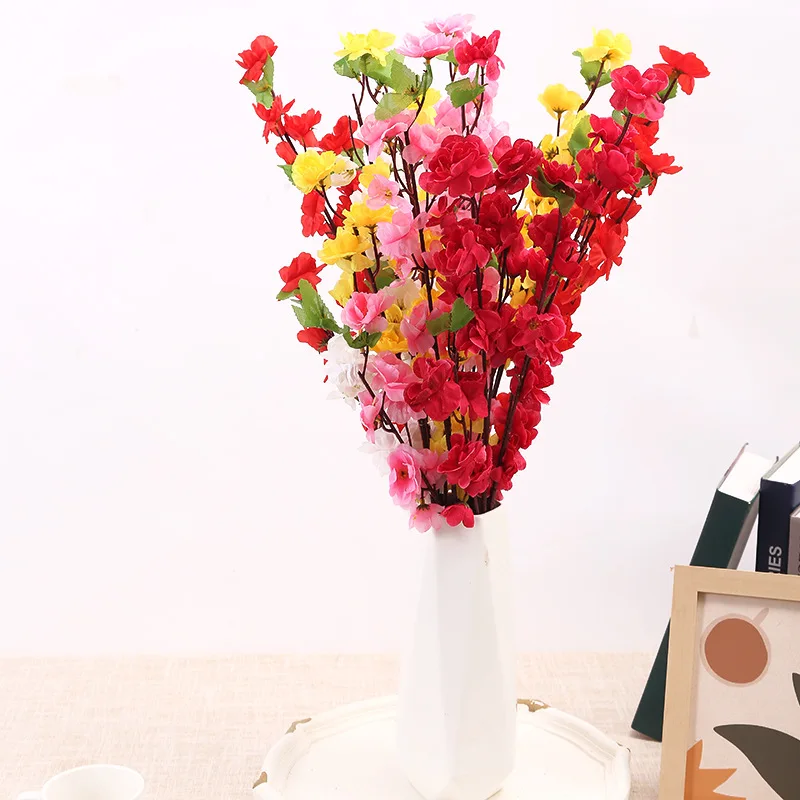 

12pcs Simulation Peach Branches Plum Blossom Branches Silk Flower Dried Flower Wedding Celebration Decoration