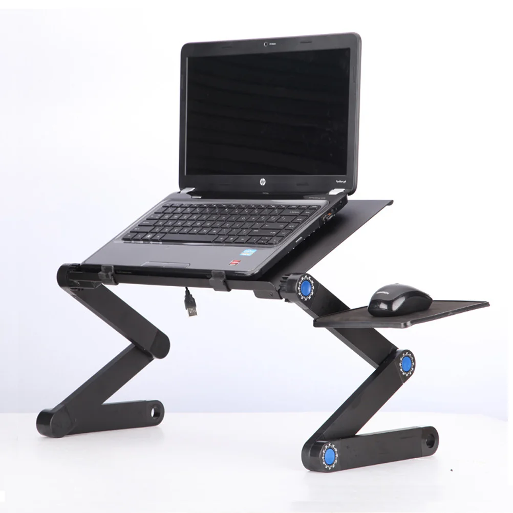 Adjustable Laptop Stand Portable Folding Computer Desk with Side Mount Mouse Pad (Black) folding table for laptop