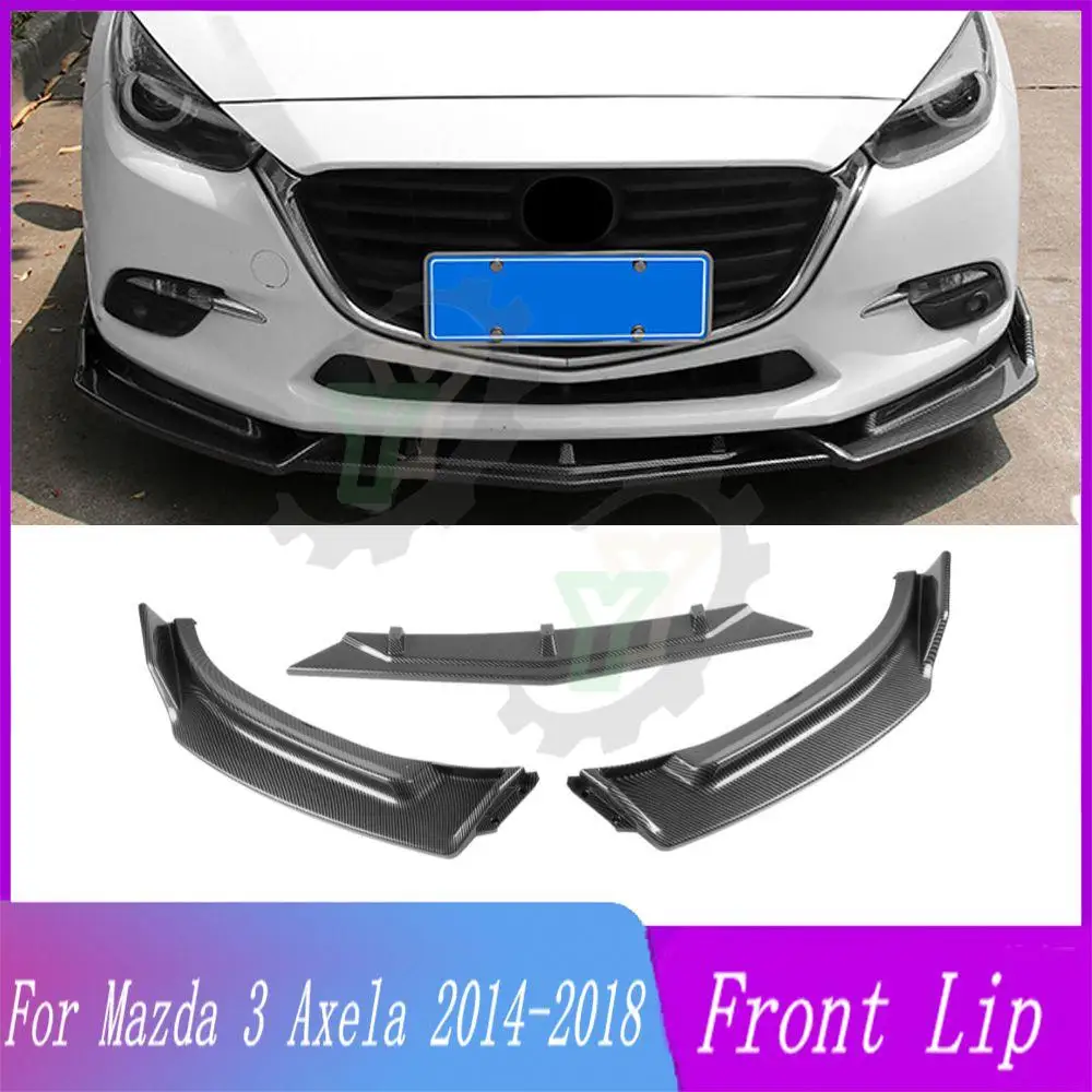 

3PCS Car Front Bumper Lip Spoiler Splitter Diffuser Detachable Body Kit Cover Guard For Mazda 3 Axela 2014 2015-2019 2020-2021