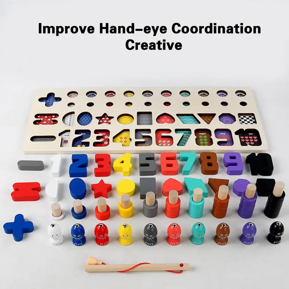 

1 Set Baby Toys Reliable Bright Colors Eco-friendly Three in One Shape Matching Toys Gift Magnetic Fishing Toys Matching Toys