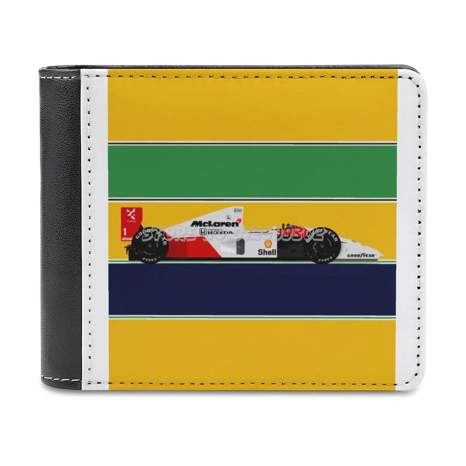 Айртон Сенна-McLaren MP4 / 6 с шлемом кожаный бумажник цветным фоном мужской кошелек