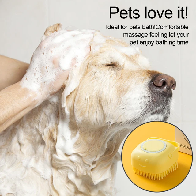 Bathroom Puppycat Washing Massage Dispenser Grooming Shower Brush Soft Silicone Dog Brush Pet Shampoo Massager Bath Brush 3