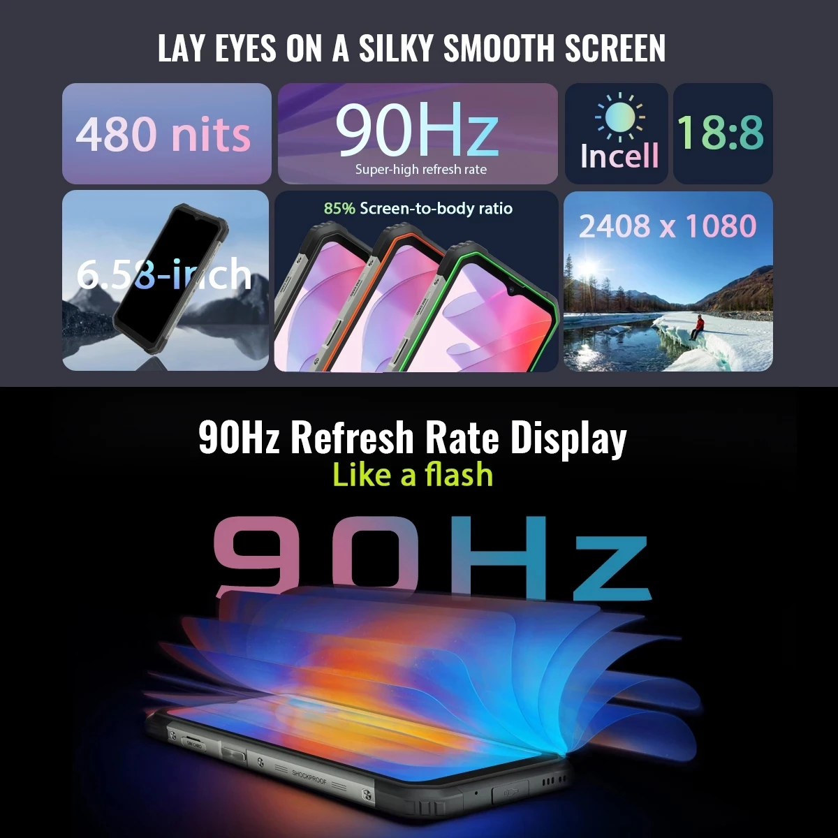 BLACKVIEW BV8800 IP68 Rugged Smartphone 8GB+128GB Android 11 Helio G96 CellPhone 90Hz Display Mobile Phone 8380mAh 50MP Cameras