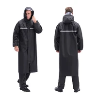 black fashion adult waterproof long raincoat women men rain coat hooded for outdoor hiking travel fishing climbing thickened