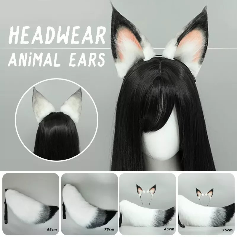 

Cute Furry Plush Headband Beast Wolf Cat Dog Ears Hair Hoop Animal Tail Cosplay Props Accessories