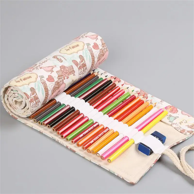 

Save Space Pencil Case Storage Bag Pen Curtain Eiffel Tower Stationery Box Canvas Material Stationery Storage 24 Holes 12 Holes
