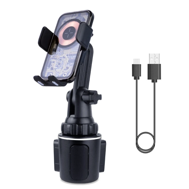 

Car Cup Holder Phone Stand GPSSupport Bracket Universal Car 15W Wireless Charging Holder Shockproof Automatic Clamping