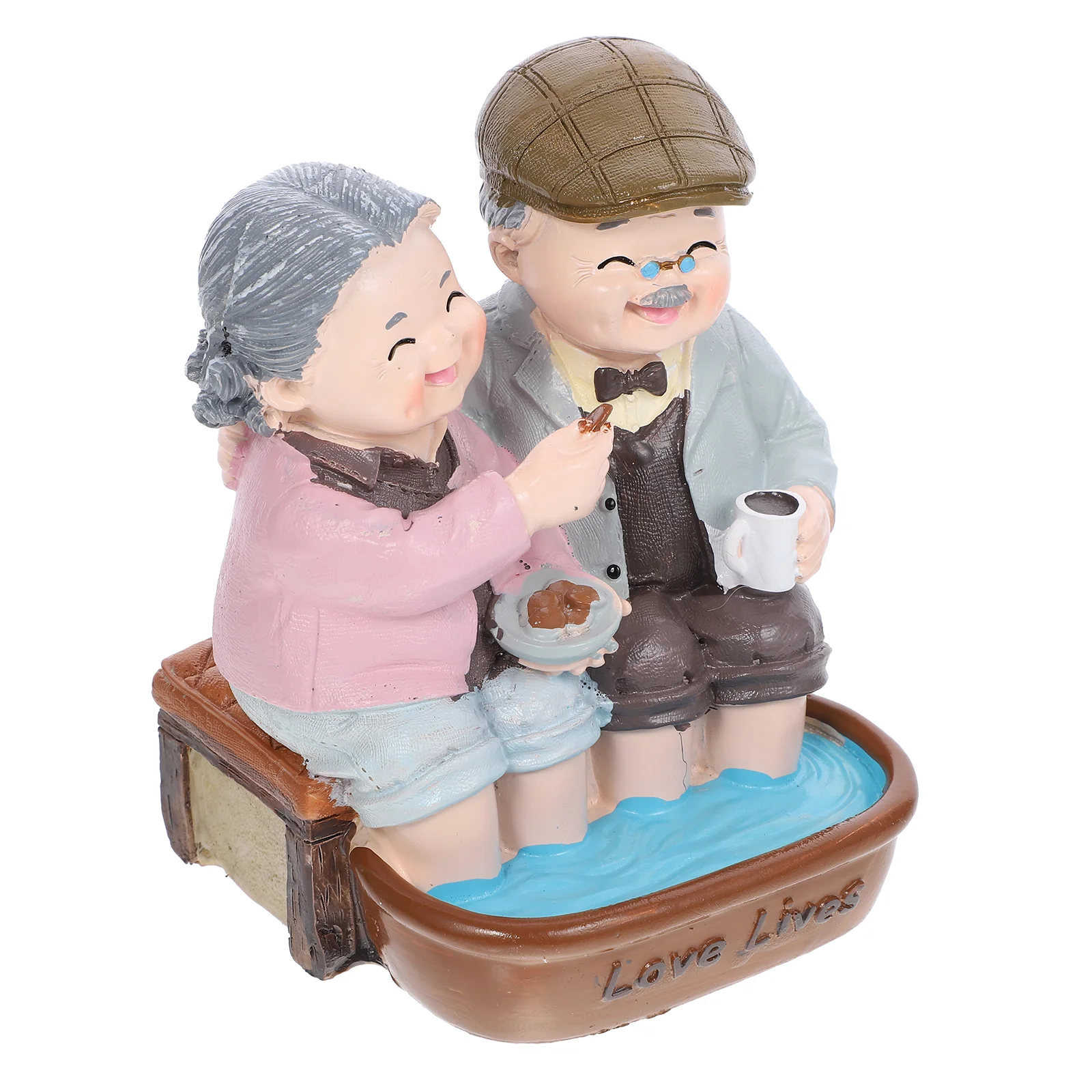 

Elderly Couple Figurines Cake Topper Resin Husband Wife Statue Valentines Day Miniature Grandparents Parents Figure for Wedding