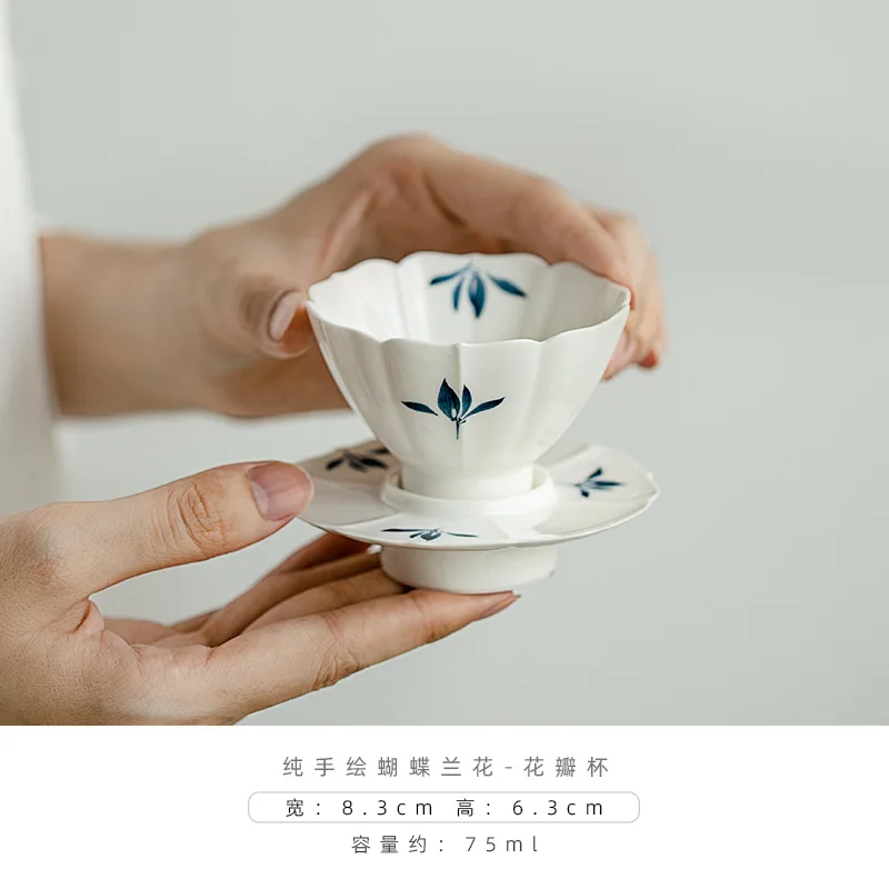 75 мл Чистая ручная роспись раньше чайная чашка дзен Набор чашек и блюдец кунг-фу чайная церемония Коллекция принадлежностей