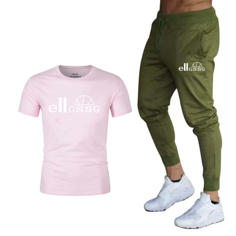 2022 hot sale high quality cotton t shirt summer pants casual suit brand fitness jogging pants t shirt fashion mens top free global shipping