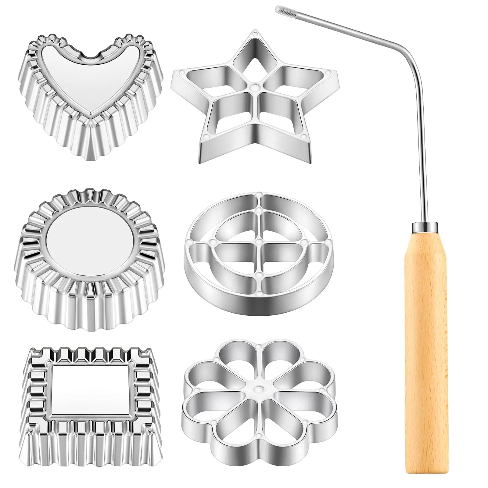 Aluminum Swedish Rosette Iron Maker Waffle Alloy Frying Snack Mold Funnel Cookie Bake Mold Bunuelos Mold with Handle Baking Tool