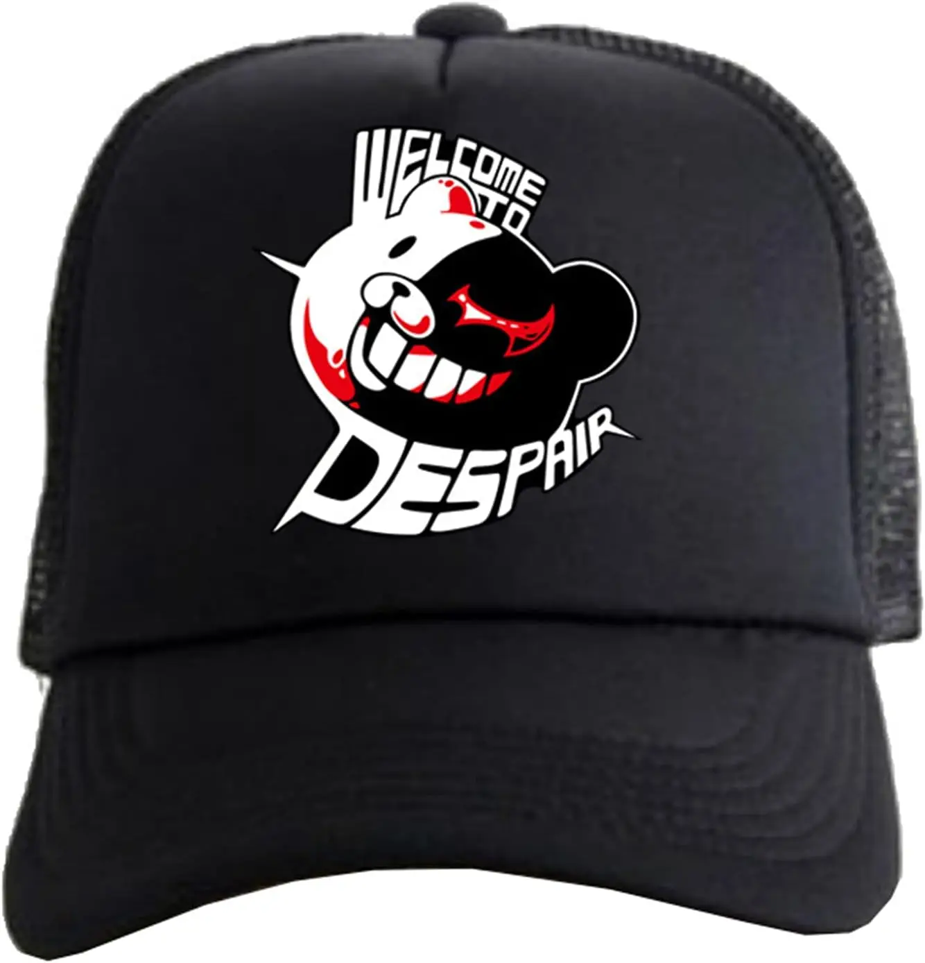 

Trigger Happy Havoc Monokuma Anime Baseball Cap for Men Women Adjustable Mesh Trucker Cap Snapback Plain Sun Hat